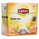 Чай черный, Lipton (Липтон) 1.8 г 20 шт Тропикал фрут ароматизированный с кусочками фруктов ананас грейпфрут пирамидки